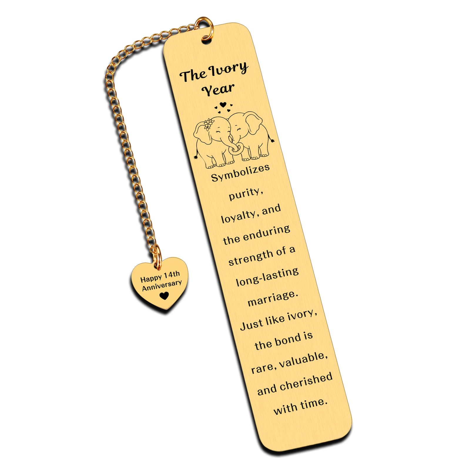 14 Year Anniversary Ivory Gifts for Him Her Bookmark Ivory Gifts for 14th Anniversary Wedding Gift for Husband Wife Women Men Valentines Anniversary Romantic I Love You Gift for Couple