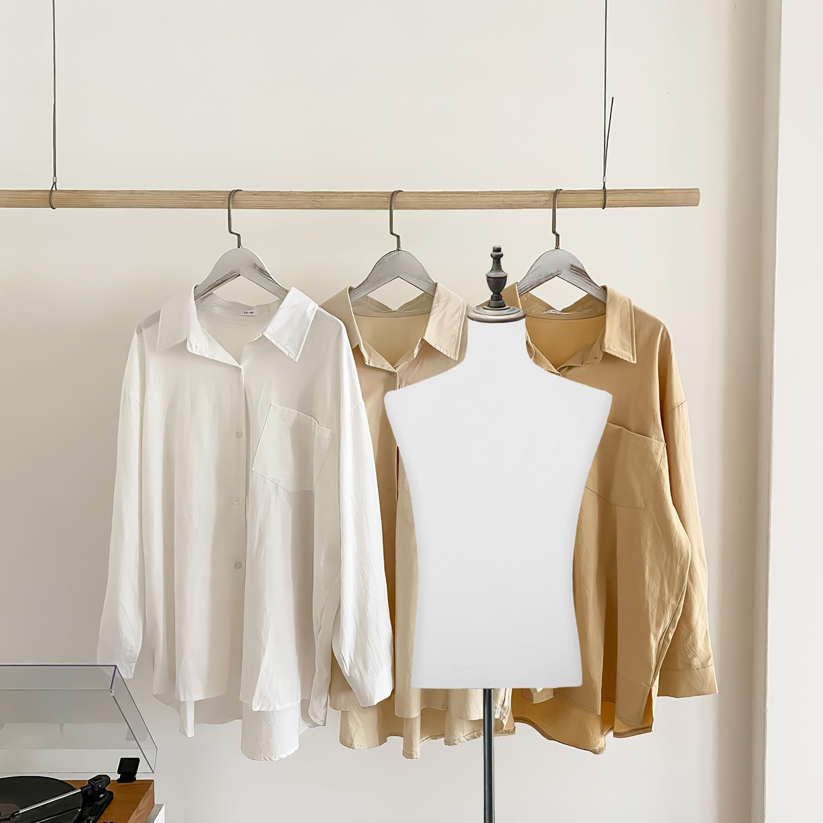 SHINEOFI Baumwoll Schaufensterpuppen Überzug Weiß Halbhoher Kleidformbezug für Bekleidungsgeschäfte Anpassbarer Mannequin Körperbezug mit Realistischen Proportionen