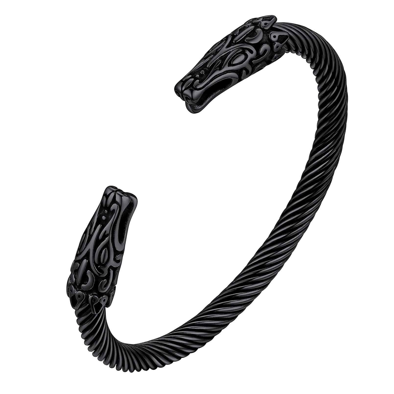 FaithHeart Viking Cuff Bracelet for Men Women, Stainless Steel Rune/Thor's Hammer/Wolf/Celtic Knot Bangles Personalized Customizable