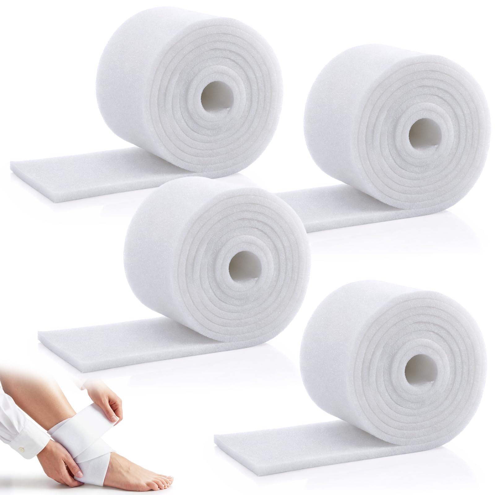 4 Rolls Foam Bandage Wrap Padding Bandage, 54" x 3-1/8" x 1/4"