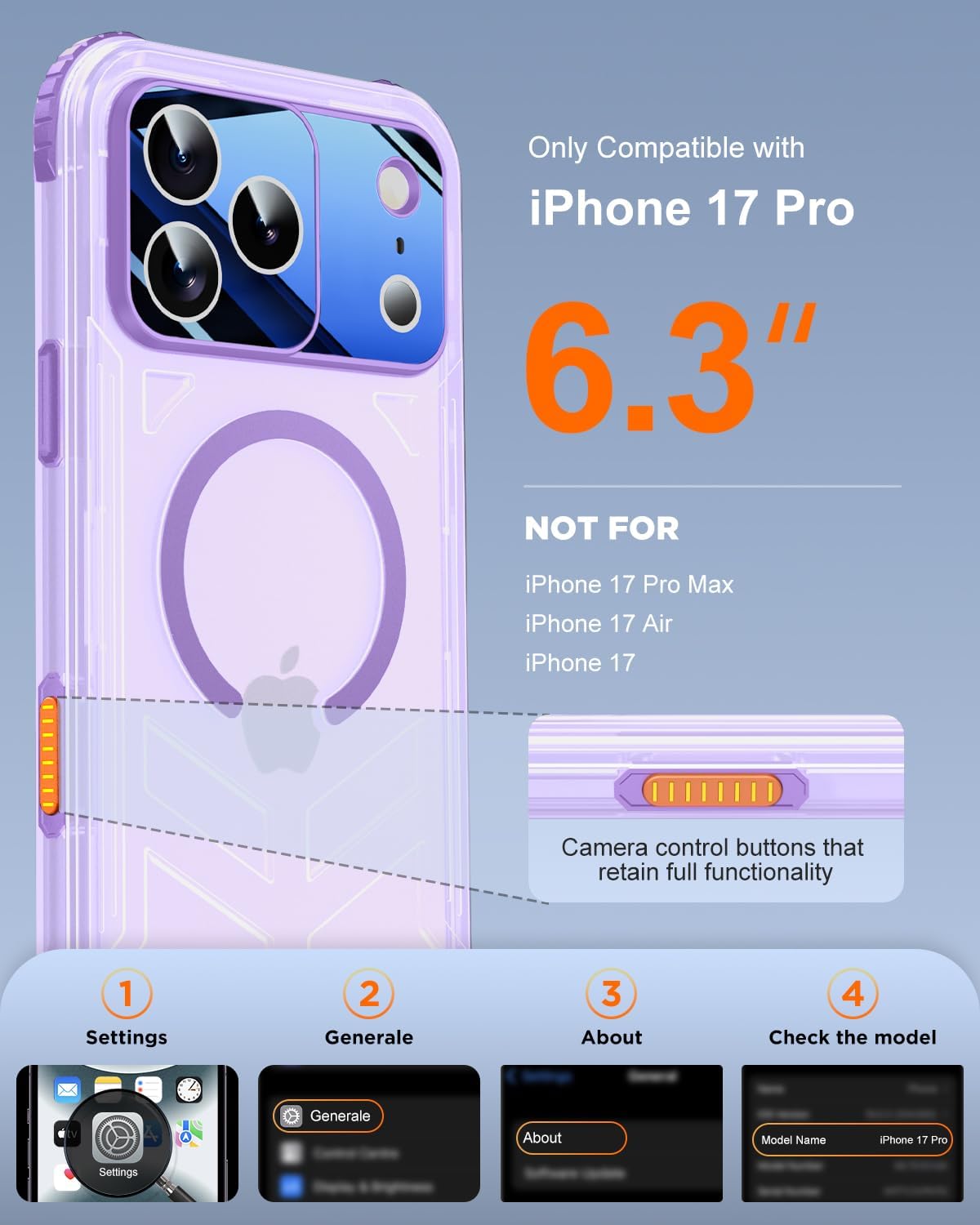 for iPhone 17 Pro Waterproof Case with Magsafe, Built-in [Privacy Screen Protector] [Lanyard], IP68 Water Proof Full Body Dustproof Anti-Spy Frosted Protective Phone Cover, 6.3" Purple