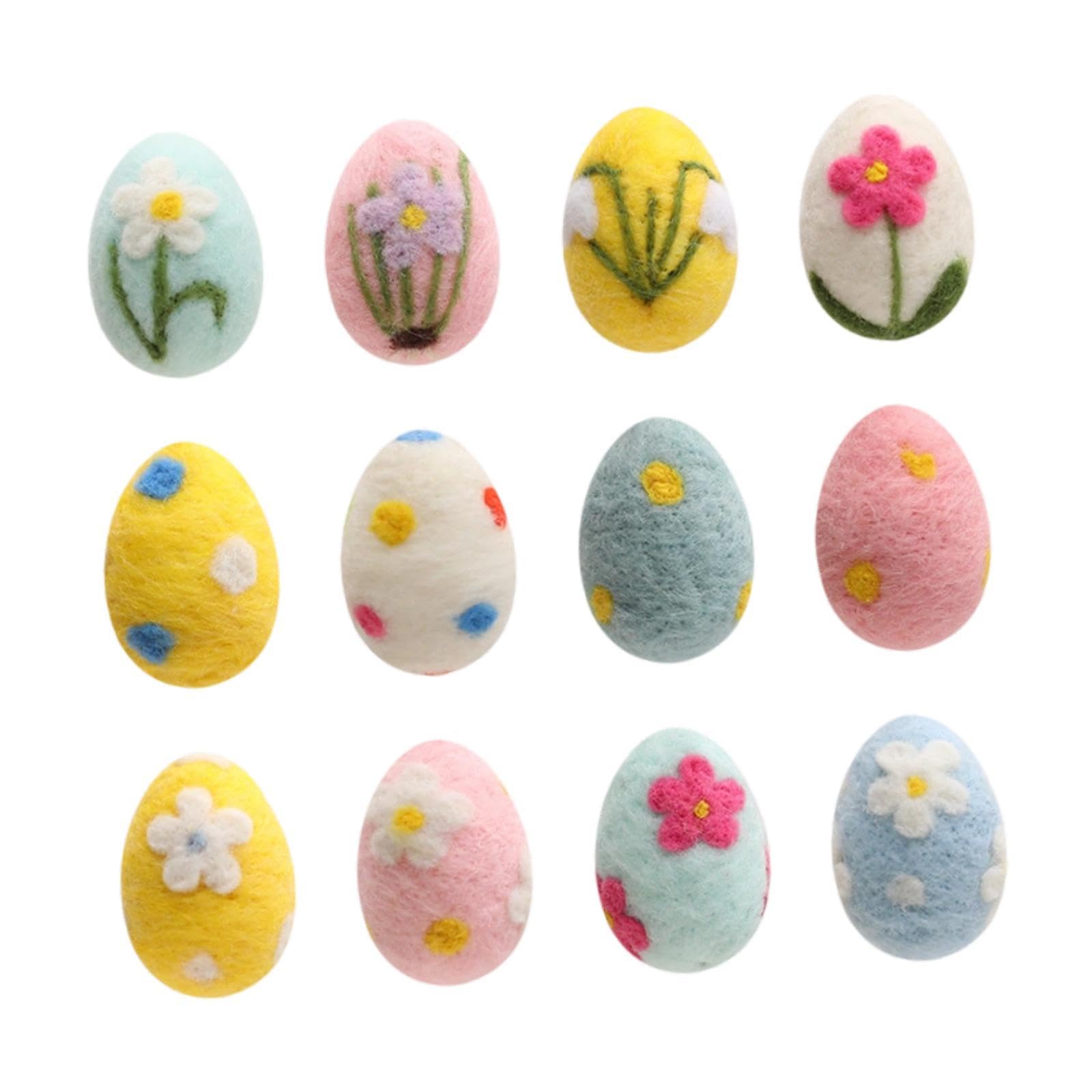 12 Pezzi Uova Pasquali in Feltro | leggere, colorate, morbide, decorative, festose