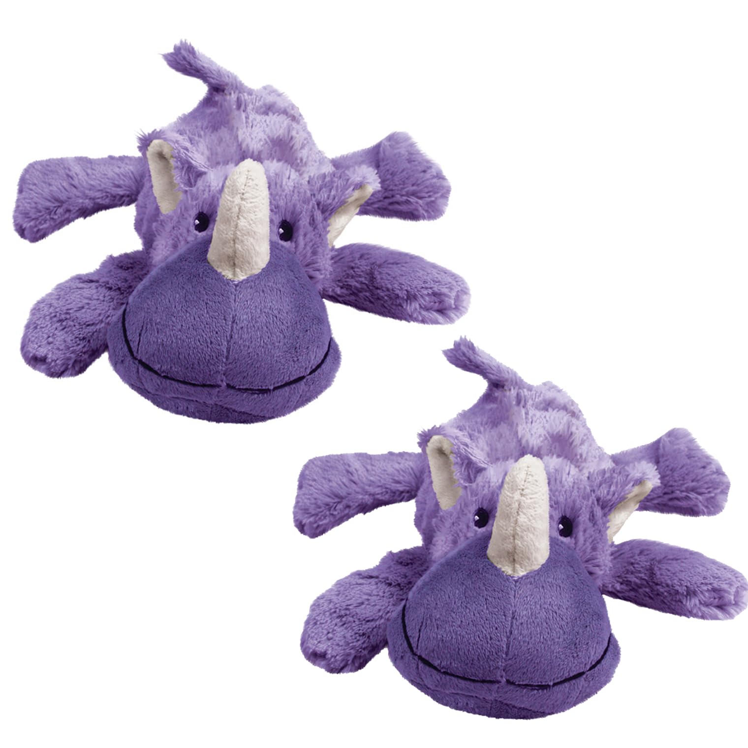 KONG Cozie Plush Dog Toys 2 Pack – Durable & Soft Squeaky Toys for Medium Dogs – Assorted Animal Characters (Rosie The Rhino)