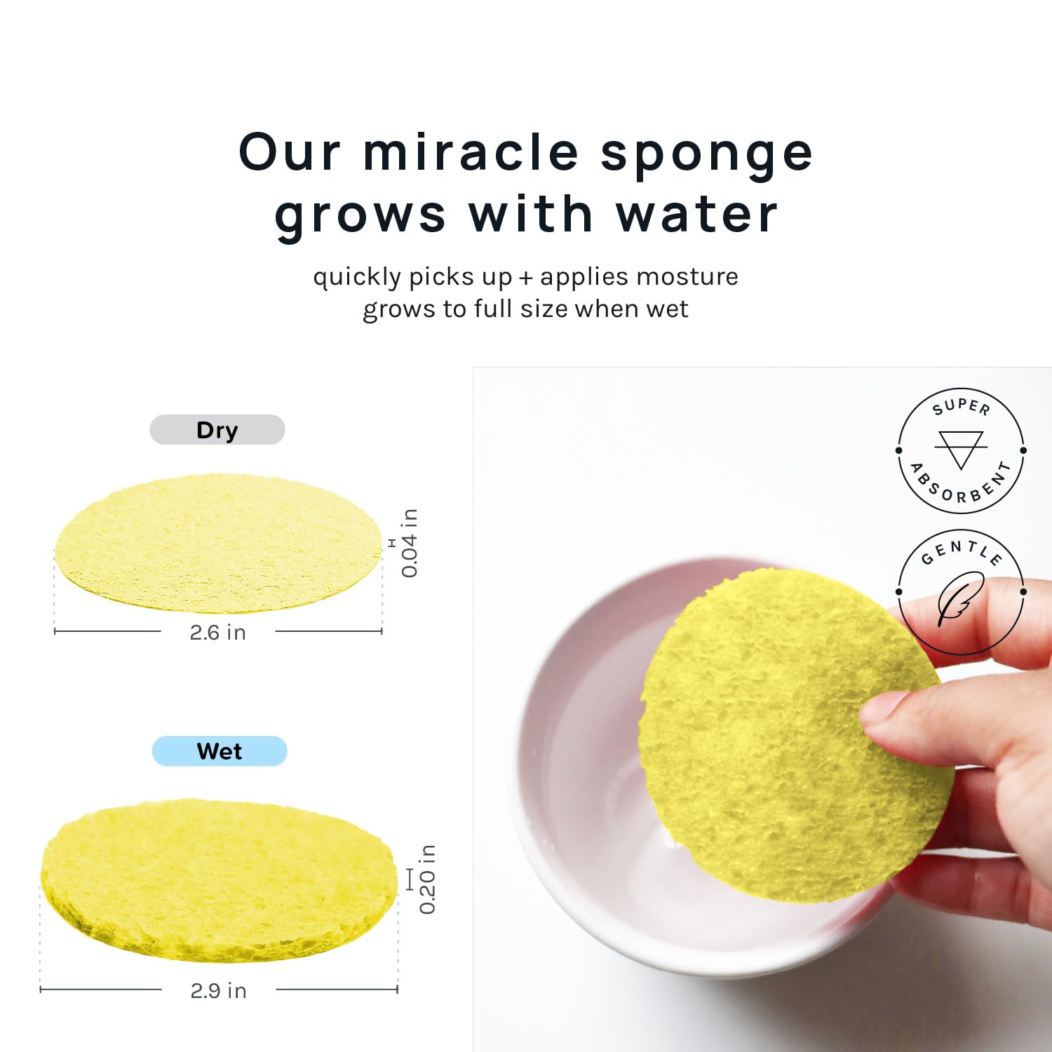 AOA Studio Lot de 50 éponges compressées pour le visage 100 % naturelles pour nettoyage du visage, masque exfoliant, enlever le maquillage, les peaux mortes et la saleté (jaune, 50 pièces)