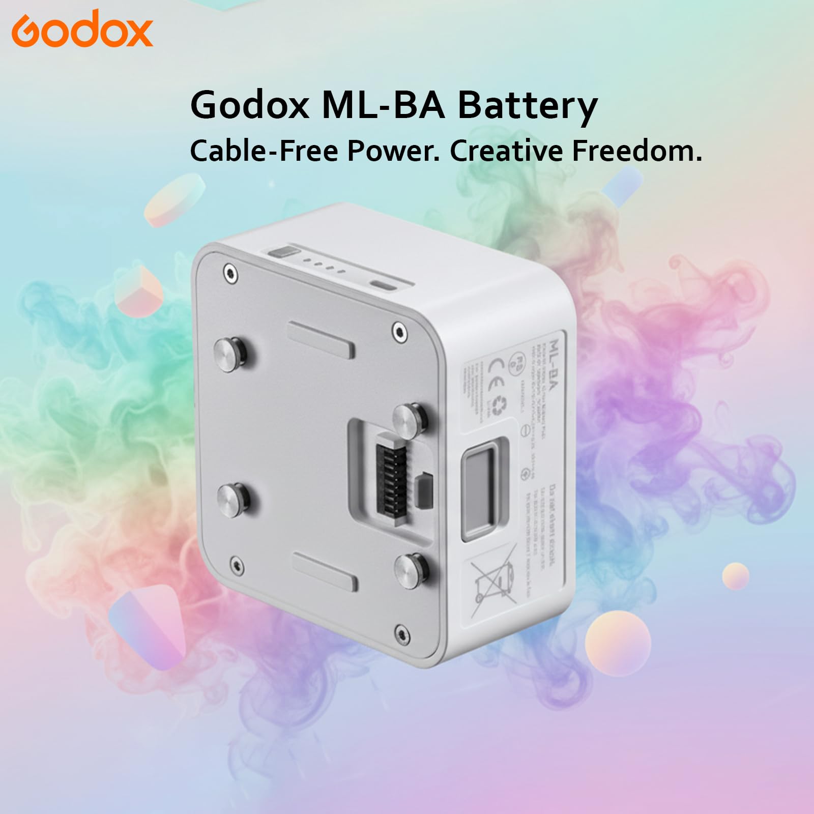 Godox ML-BA Module de batterie pour projecteurs vidéo LED Godox ML80Bi ML150Bi alimentation portable jusqu’à 100 W pour une utilisation mobile photo et vidéo