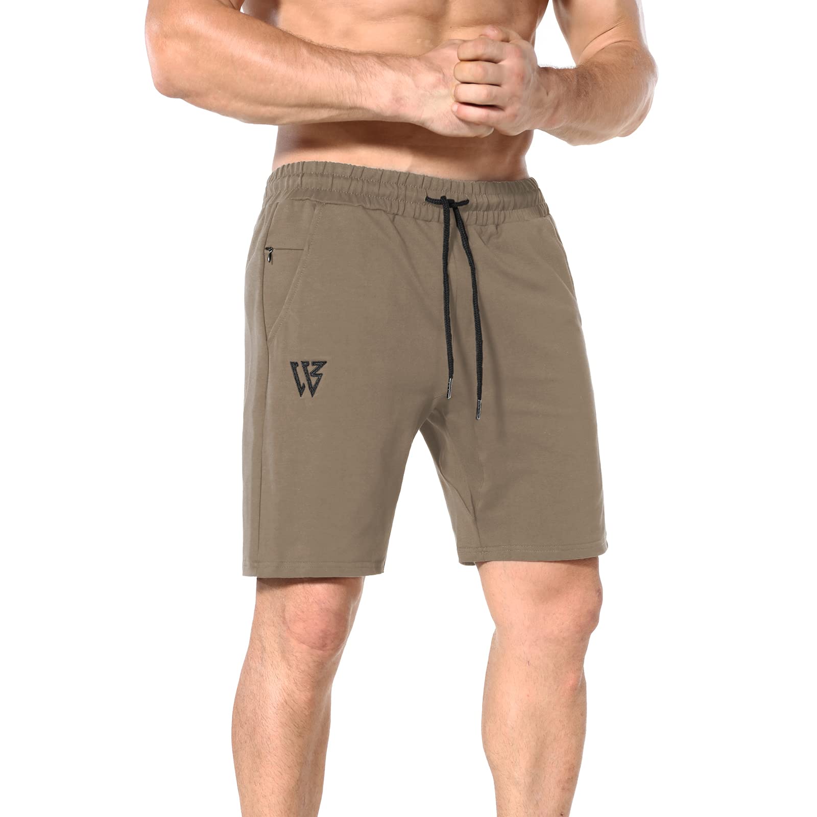 ZENWILL Paquete de 2 pantalones cortos deportivos con cremallera, pantalones cortos de entrenamiento de 7 pulgadas