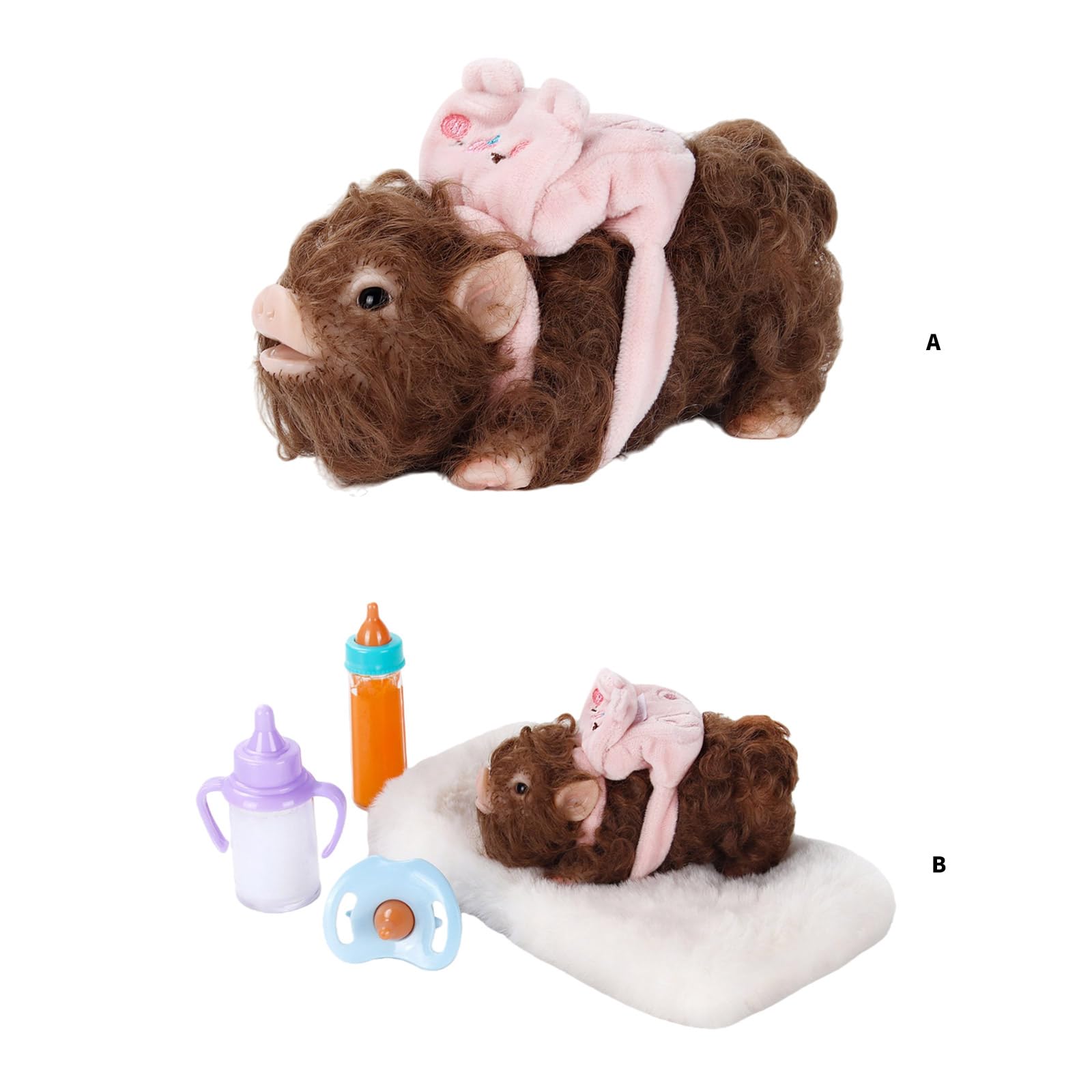 Giocattolo Elastico da spremere in Silicone Piggy con, 2pcs Set | Bambola a forma animale elastica morbida da spremere per bambini adulti Fai finta giocare Attività Genitori
