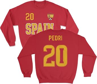 Spain Pedri 20 Soccer Inspired Jersey Style 2-Side Unisex Crewneck Sweatshirt