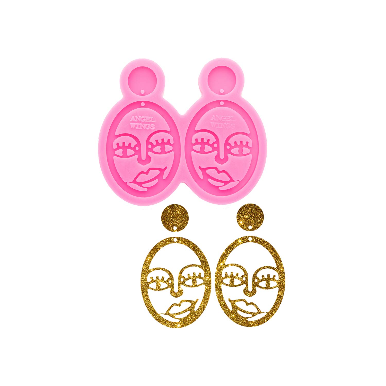 Shiny Glossy Cute Face Shape Earring Mold Resin Silicone Keychain Mold for DIY Epoxy Resin Jewellery Making Craft