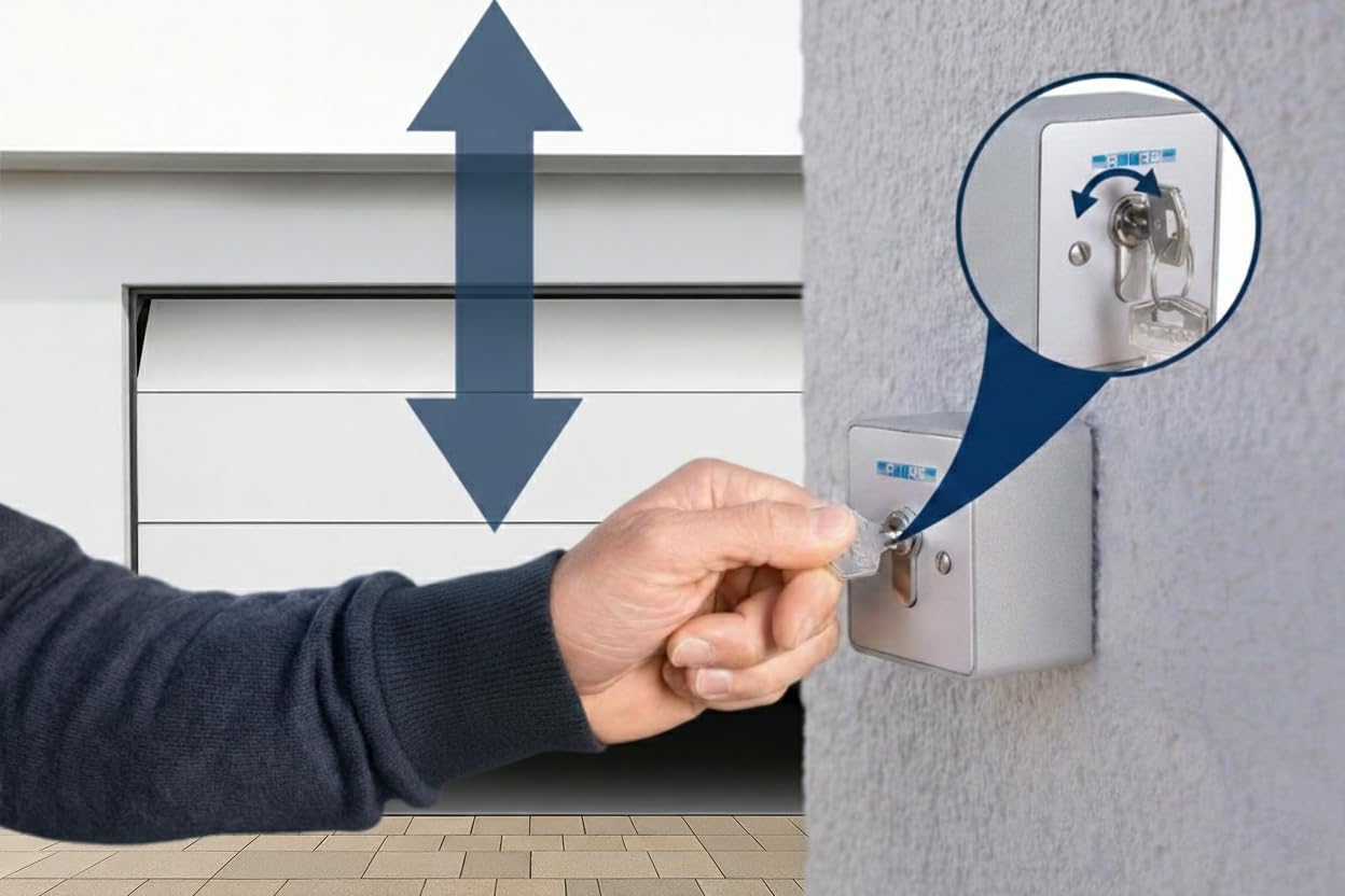 Interruttore a Chiave a Ritenzione Scatola da Parete 2 Schaltelemente Didascalia Frecce Apb 1-2R Ideale per Automazioni per Cancelli