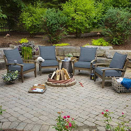 Image of Arden Olefin Outdoor Deep Seat Cushion Set (4-Pack), 24 in x 24 in, Weather-Proof, Rain-Proof, Fade Resistant Patio Cushion for Chair, Sofa, and Couch Denim Alair