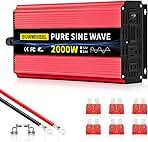 SUNWHEEL 2000W Pure Sine Wave Inverter, 12V DC to 110V/120V AC Power Inverter for RV、Microwave、Off Grid、Truck、Refrigerator、Air Conditioner with 2 AC outlets and LCD Display