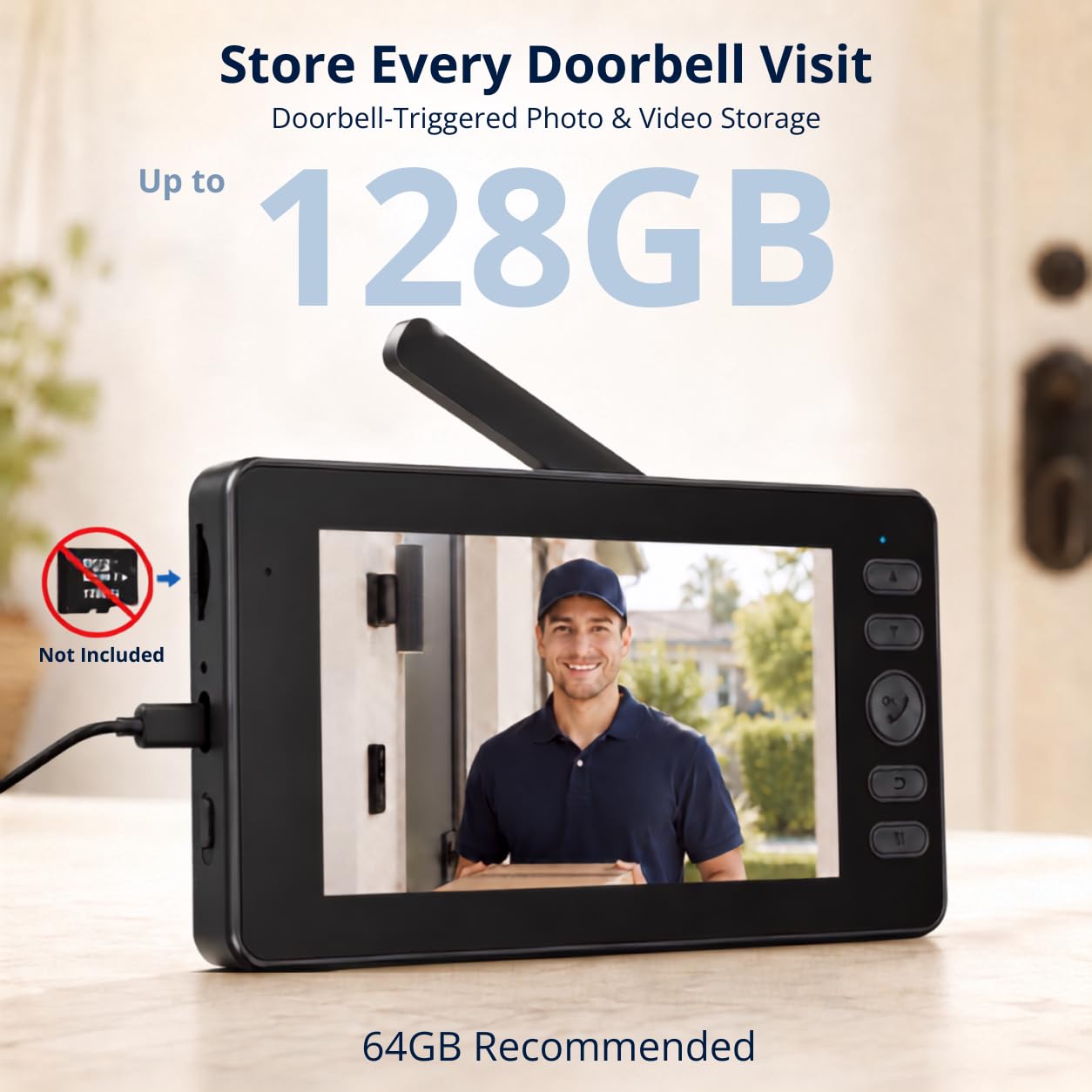 TKMARS Timbre Inalámbrico con Cámara y Pantalla de 4,5", Videoportero HD
