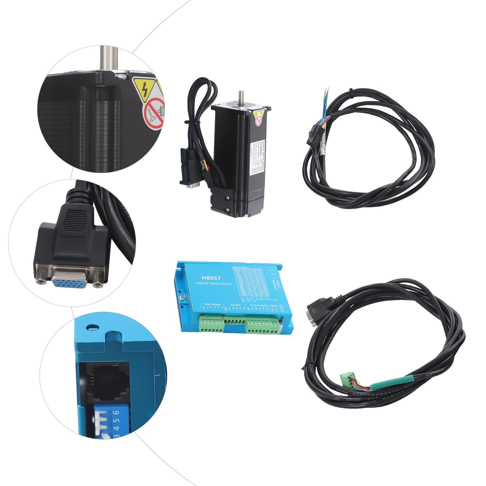Motore passo-passo Driver HBS57, Closed Loop CNC Stepper Motor Driver + Motore 57HBS30, 3.6Nm, DC24-60V