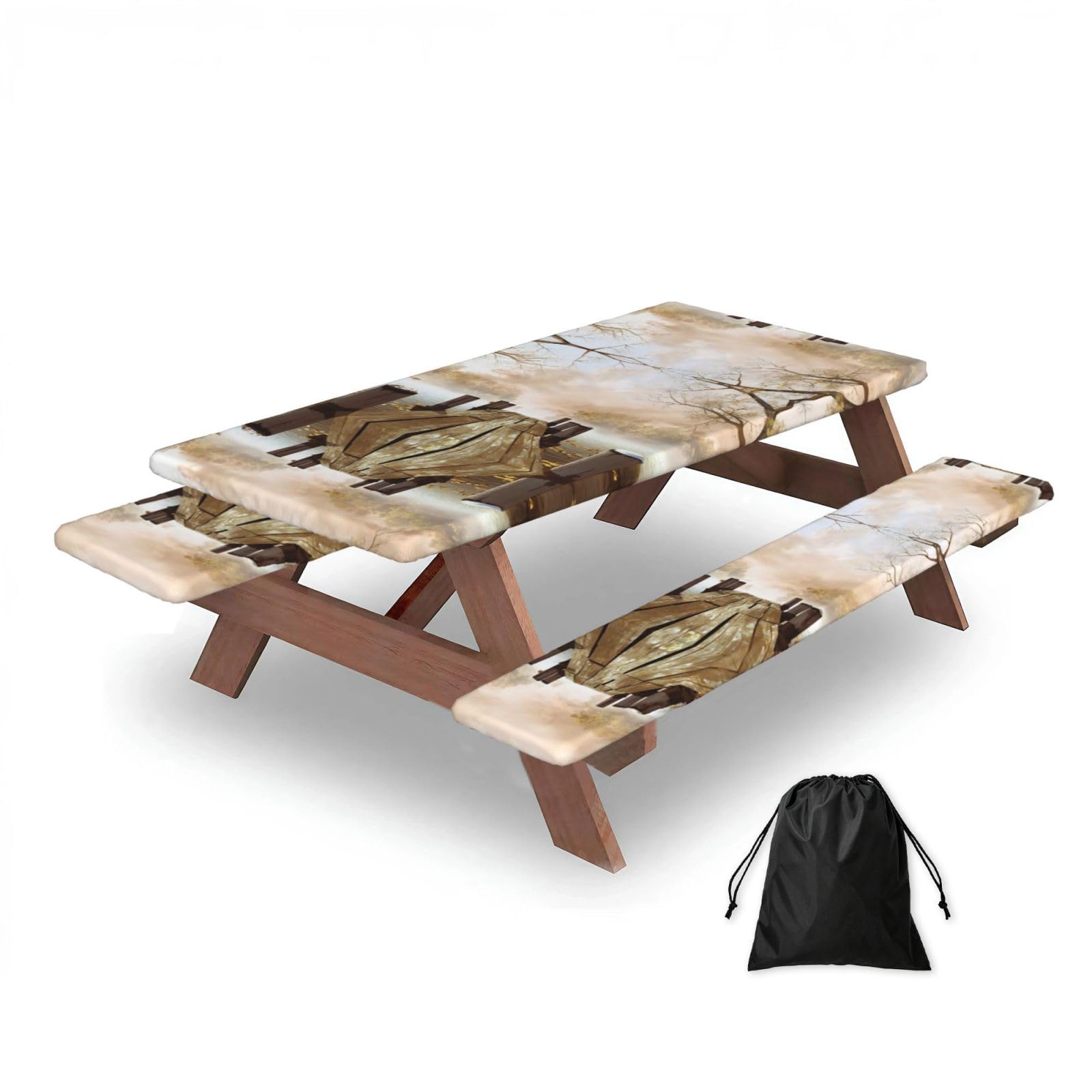 Zqytgfdc Black Lake House Rectangular Water-Repellent Picnic Tablecloths, Outdoor Camping, Picnic, Bbq