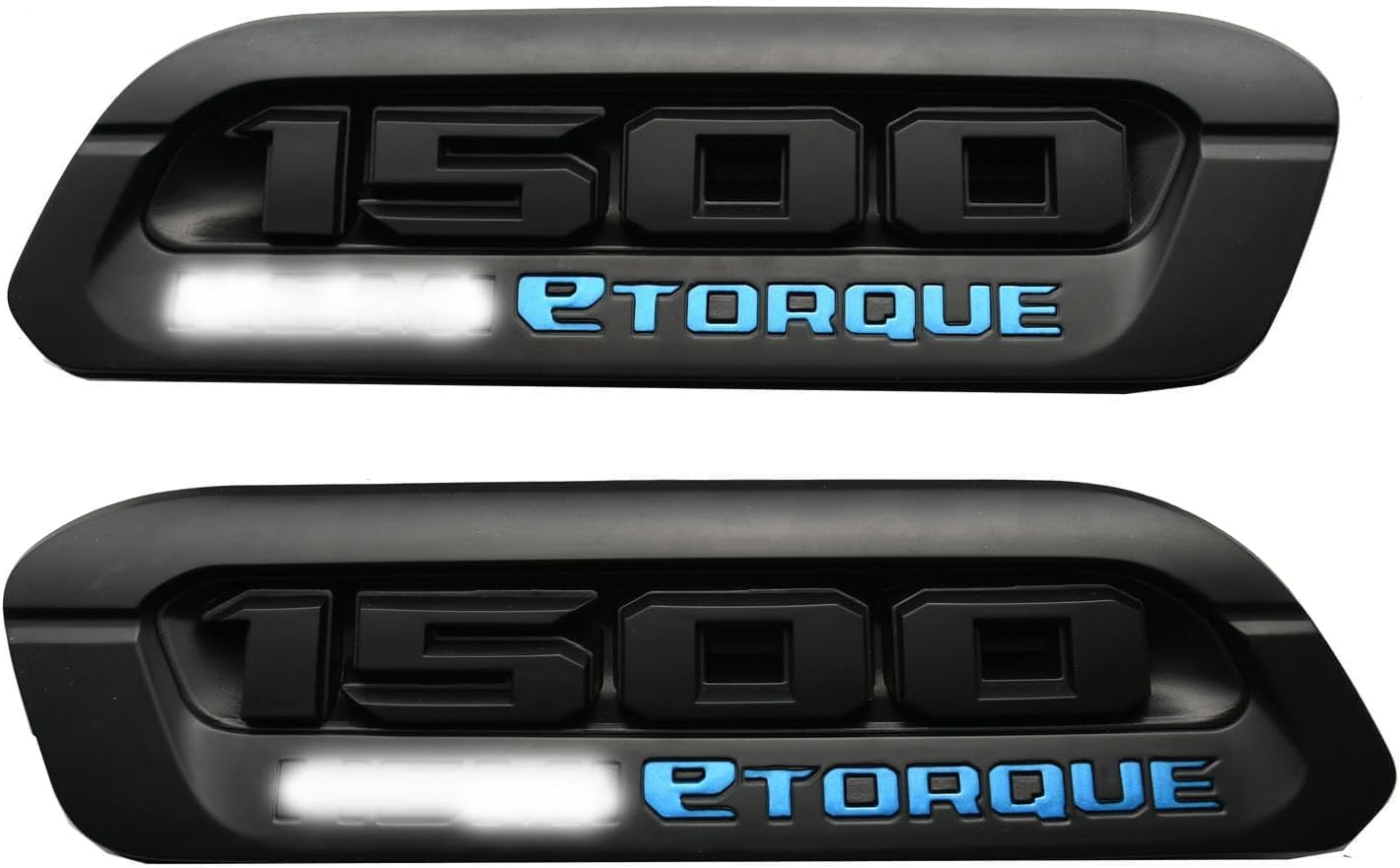 Pair Set 1500 Etorque Exterior Badges Emblems Hood Left Right Side Badge Compatible with fits 1500 68500543AA 68500544AA (Black Blue)