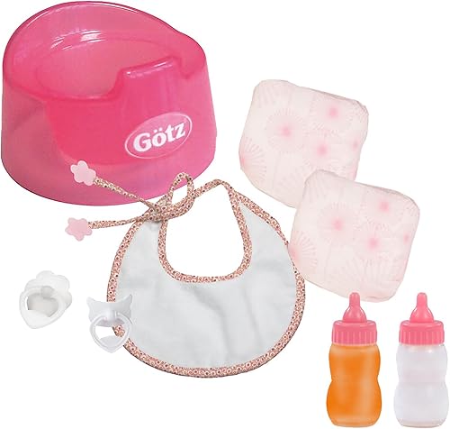 Gotz Basic Care - Juego de entrenamiento para ir al baño para muñecas de bebé de hasta 16.5 pulgadas, incluye orinal, babero, pañal, botella de