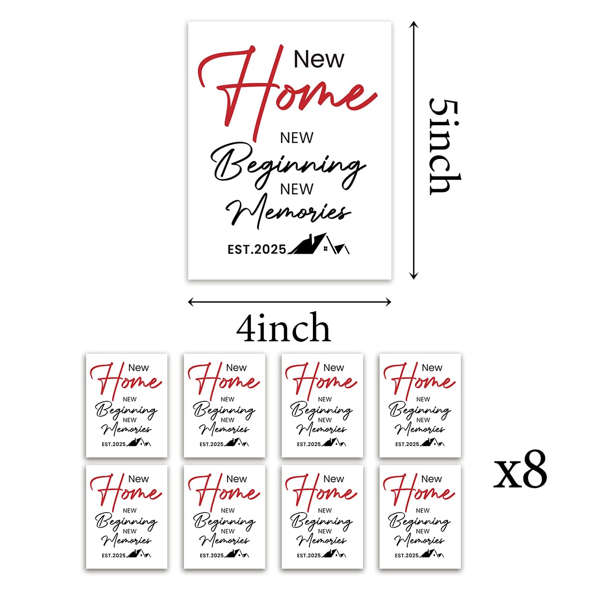 8 Pcs New Home Wine Labels Housewarming Gifts New Apartment New House Gift Cute House Warming Gifts New Home New Beginning New Memories 2025 Wine Bottle Stickers Labels
