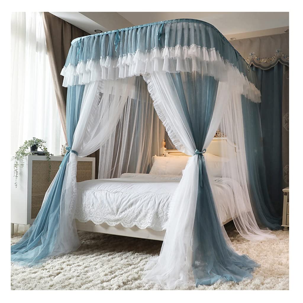 Ciel de lit de luxe en dentelle OKUOKA avec moustiquaire et support U