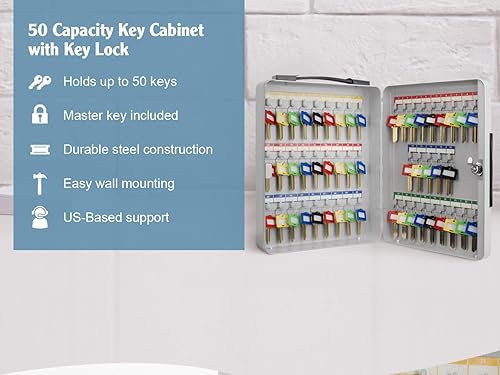 Miniatura 4 de Barska CB12948 Cerradura de llave portátil de 50 posiciones Caja de bloqueo de gabinete de llaves gris, talla única