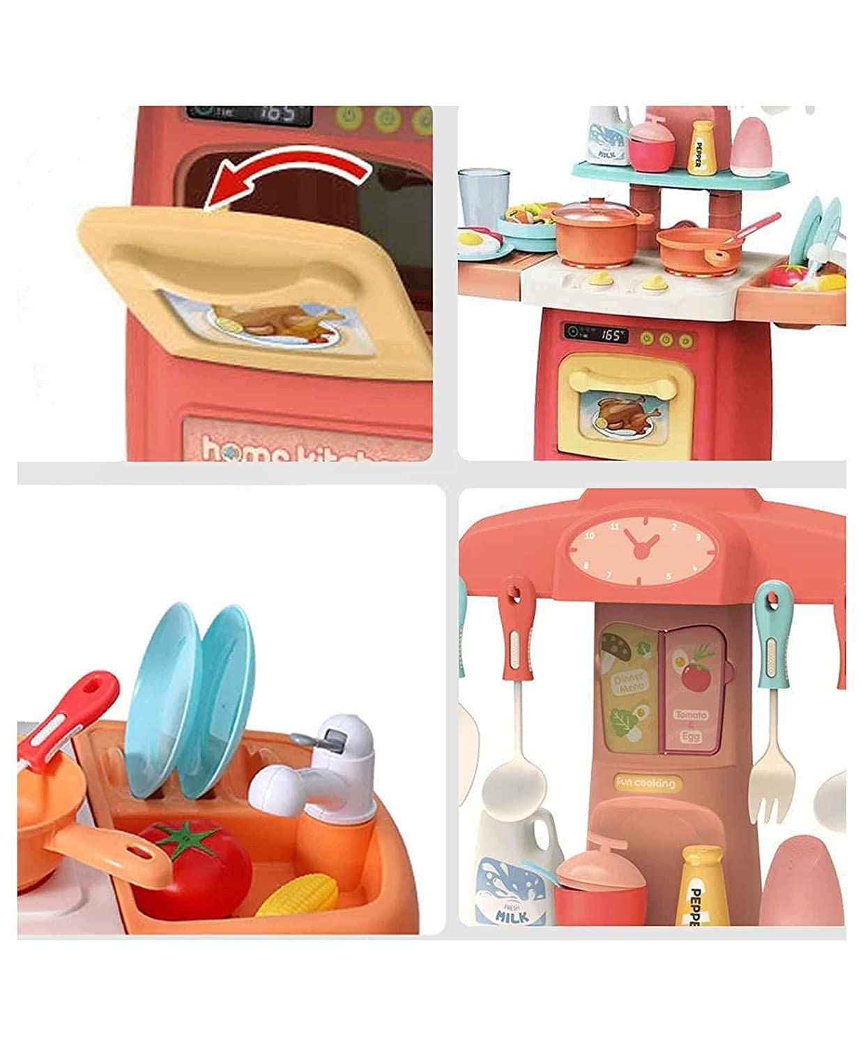 Shivaaro Plastic 29 Pcs Kitchen Set Battery Operated Kitchen Toys for Girls with Realistic Lights & Sounds & Kitchen Accessories Set for 3 Year Old Girls (29 Pcs Kitchen Set Kids)