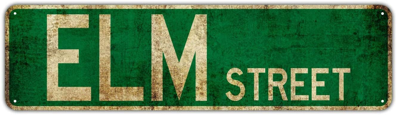 Elm Street Decorative Wall Man Cave Bar Rustic Vintage Metal Sign Fun Metal Sign 16x4 Inch Vintage Plaque Craft Best Gift Metal Tin Sign