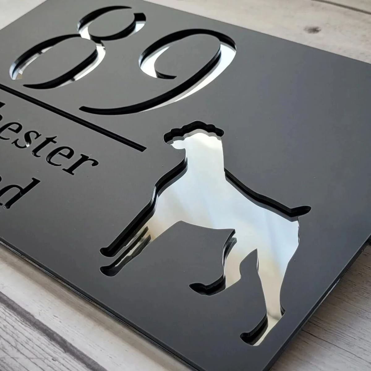 Custom Address Plaque House Number Sign Laser Cut Acrylic Pet For Outdoor Family Name Love Cat/Dog Door Sign (50x25cm)