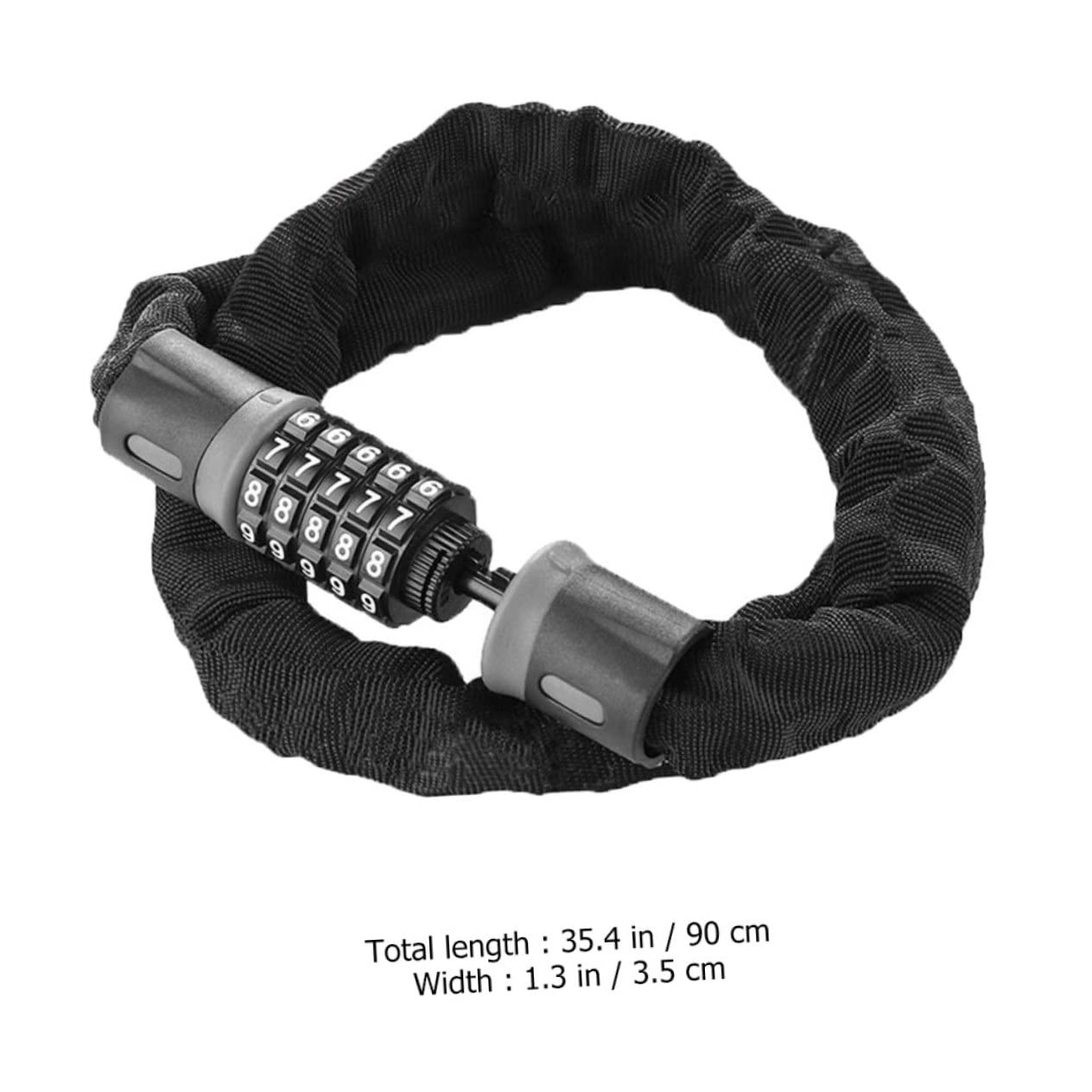 Catena Bloccacoda Acciaio Carbonio Con Combinazione Sicura Per Biciclette e Antiruggine Multiuso Per Caschi Borse Da Spiaggia e Bagagli
