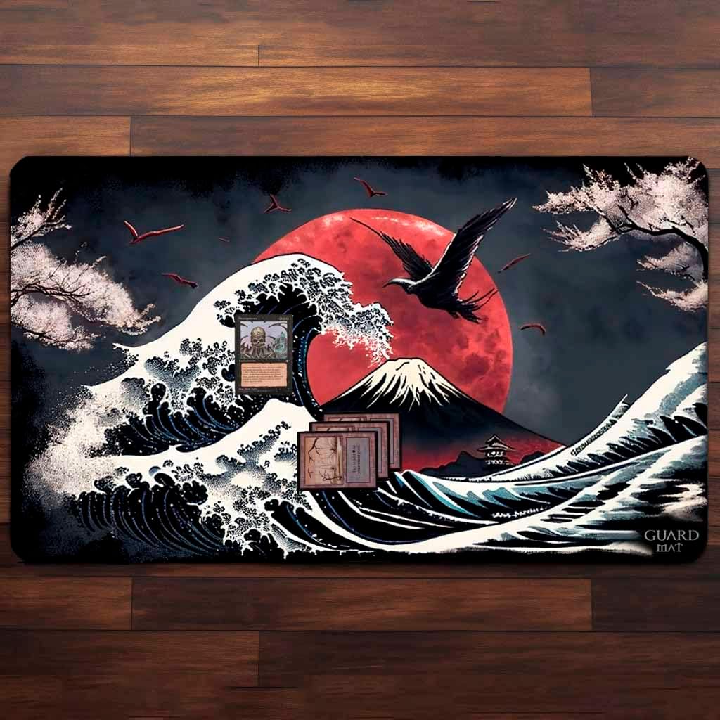 Waves of Tohoku (Stitched) - MTG Playmat - Compatible with Magic The Gathering Playmat - Play MTG, YuGiOh, LOTR, TCG - Original Art & Accessories