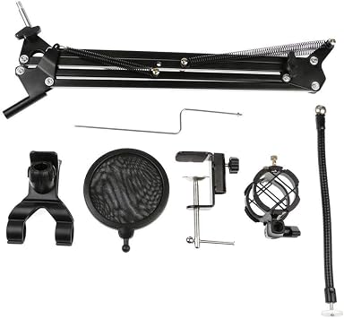 Microcase 3in1 Movable Design Professional Microphone Stand + Pop Filter + Phone Holder - AL2552