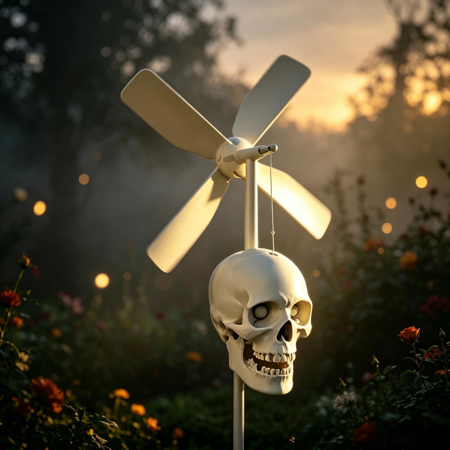 Totenkopf-Windmühle, Halloween-Dekoration – Totenkopf-Windspiel, Outdoor-Gartendekoration, Terrasse, Rasen und Innendekoration für gruselige saisonale Displays
