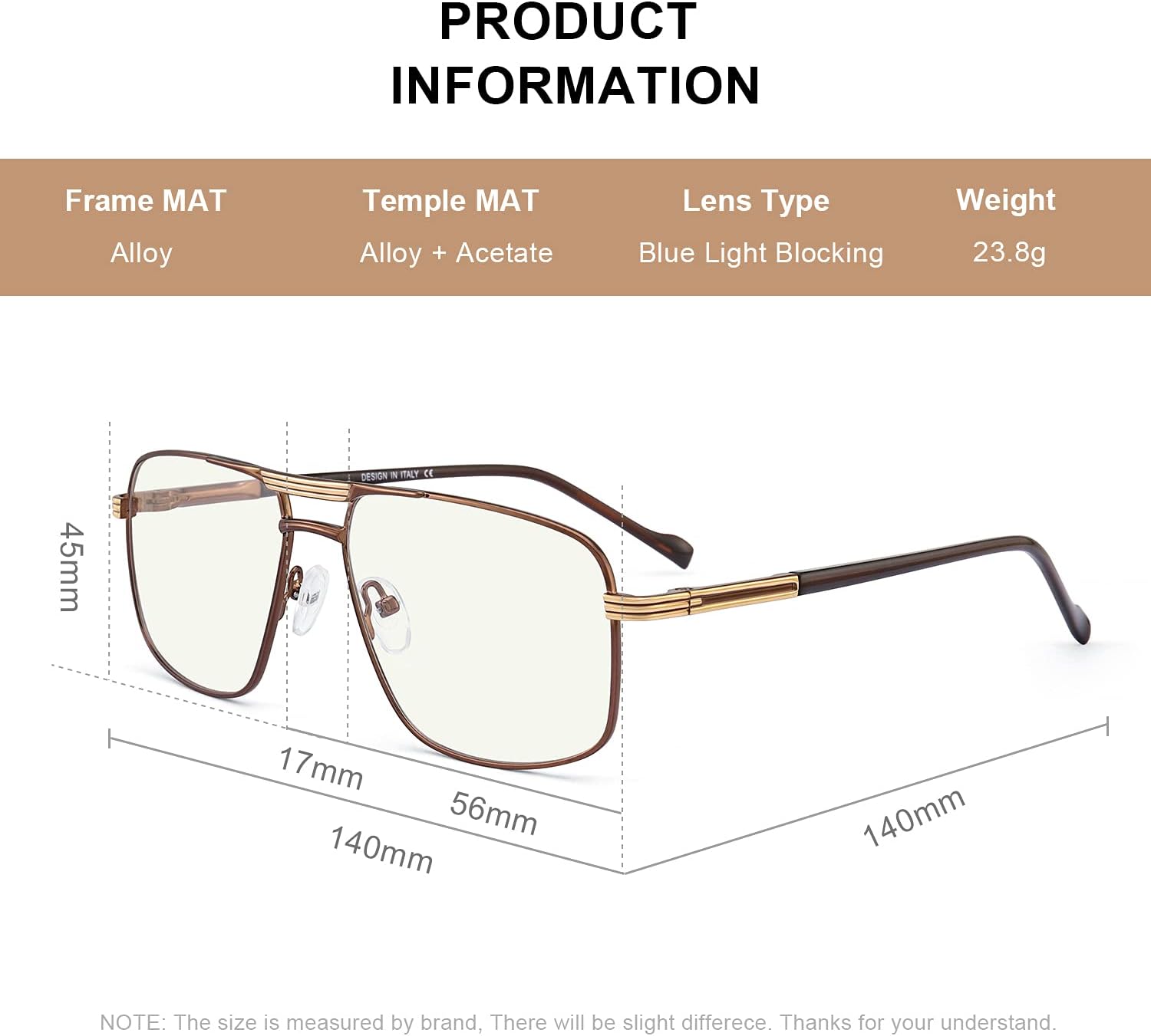 Reading Glasses for Men Square Double Bridge Blue Light Blocking Computer Readers - Image 4