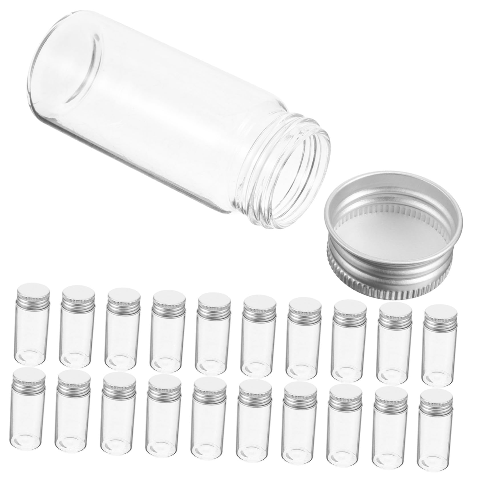 Cabilock 24 Stück Glasreagenzgläser Mit Eisen Deckel 30 Ml Reagenzgläser Für Wissenschaftliche Experimente Luftdicht Verschließbar Transparent Probenbehälter