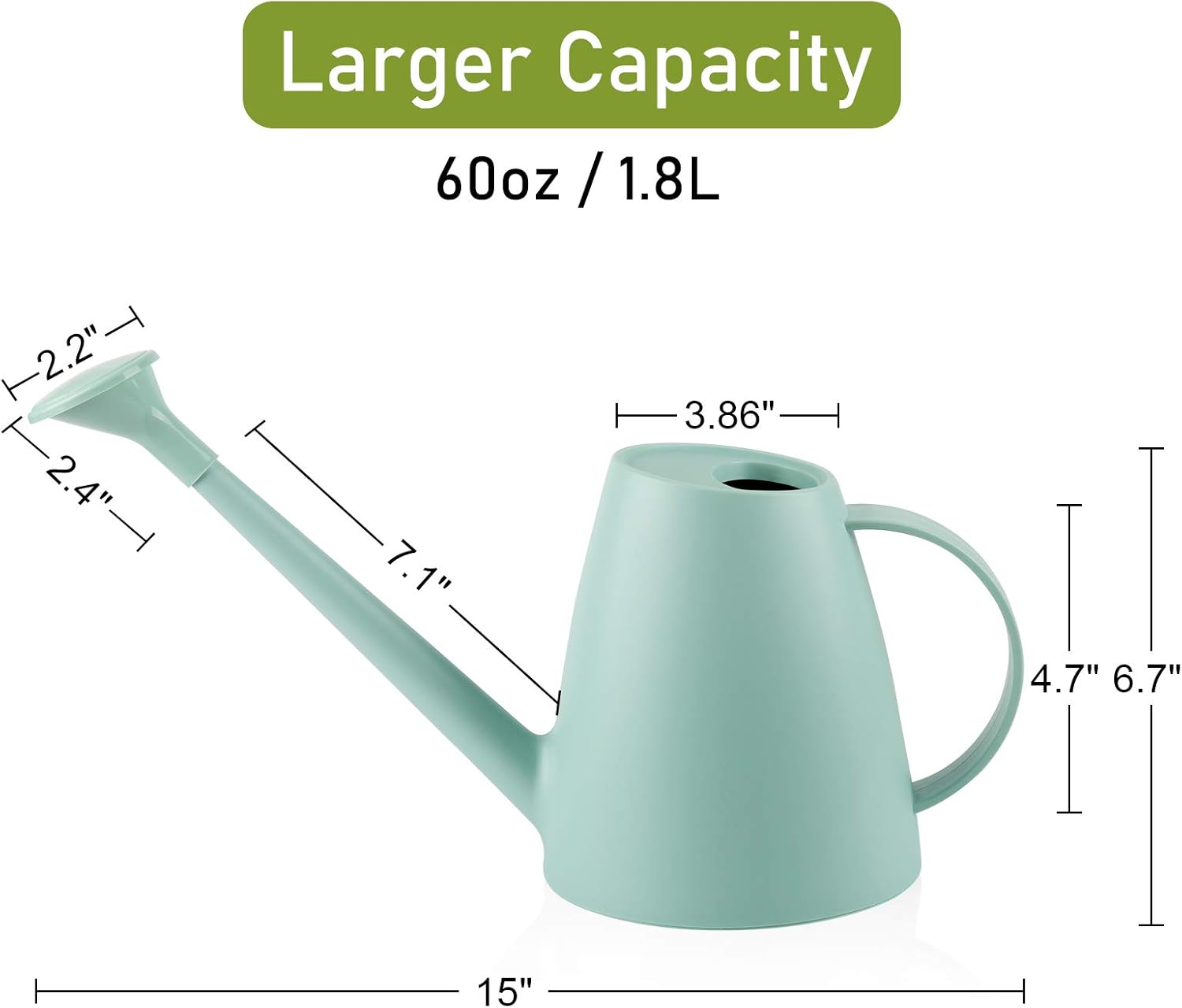 Psukhai Watering Can for Indoor Plants Garden Flower, Modern Small Water Cans Long Spout for Outdoor Watering Plants 1/2 Gallon 60OZ(Green) : Patio, Lawn & Garden
