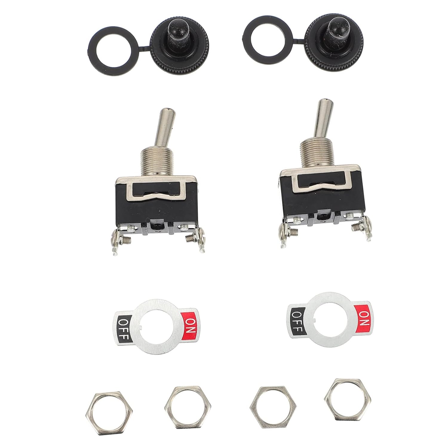 STOBAZA 10-Piece Waterproof Toggle Switch Cover Set for Boats and Cars ON/Off 2-Position Marine Toggle Switch with Rubber Caps