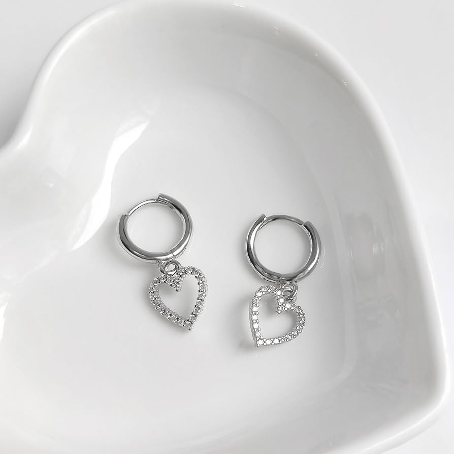 Amazon.com: RUIQLXHANG Silver Mini Heart Love Dangle