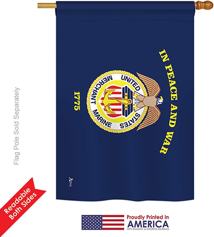 Marine Corps Merchant House Flag Armed Forces USMC Semper Fi United State American Military Veteran Retire Official Small Decorative Gift Yard Banner Double-Sided Made In USA 28 X 40
