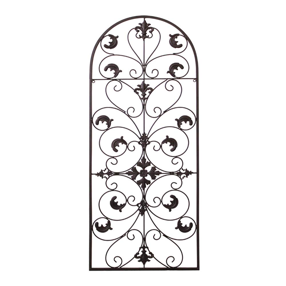 GB HOME COLLECTION gbHome GH-6777BRN Metal Wall Decor, Decorative Victorian Style Hanging Art, Steel Decor, Window Arch Design, 16.5 x 41.5 Inches, Espresso Brown