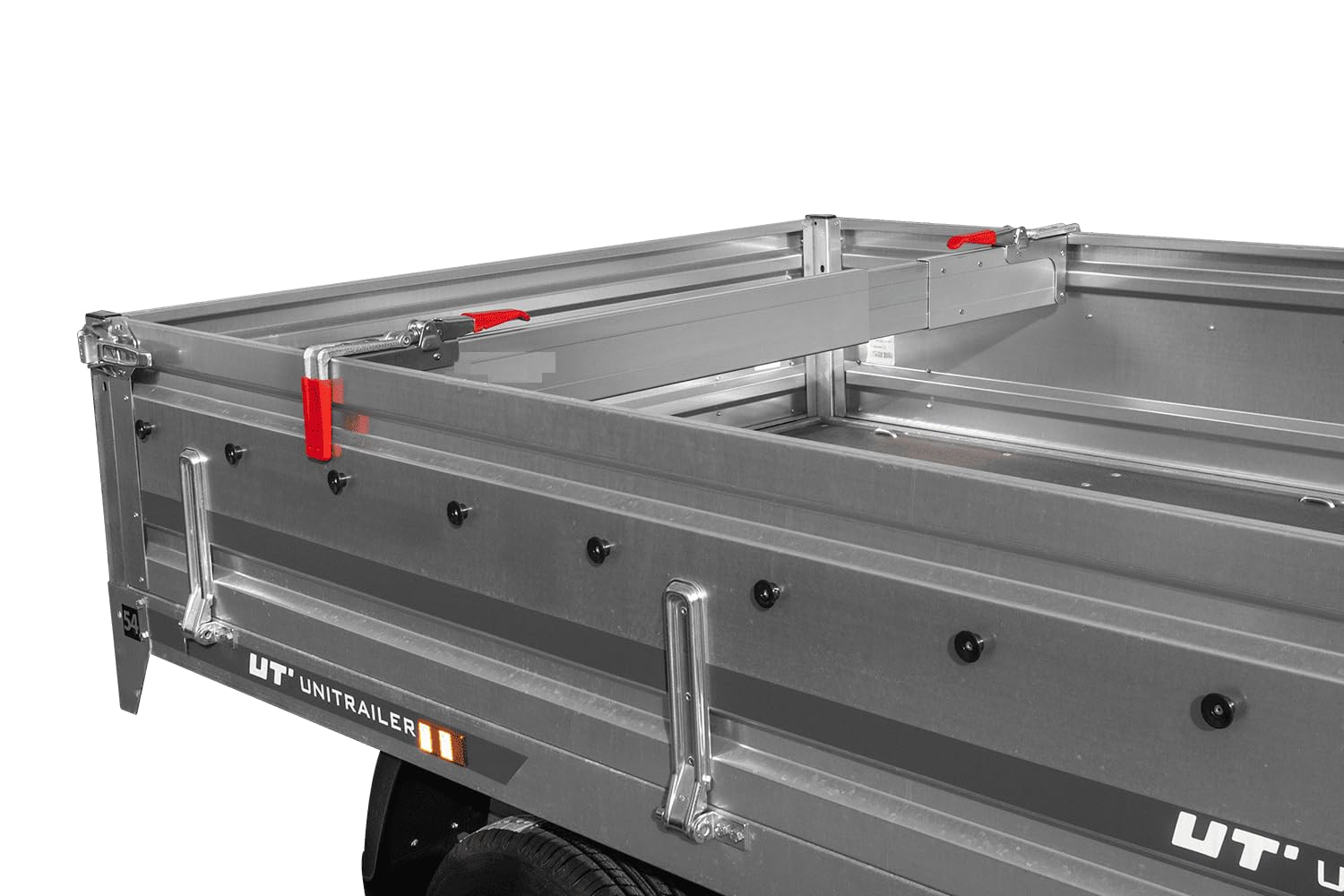 UNITRAILER Trave laterale per fissaggio carico 2400-2700 mm barra fermacarico estensibile in acciaio zincato per furgoni e camion con sistema di bloccaggio telescopico