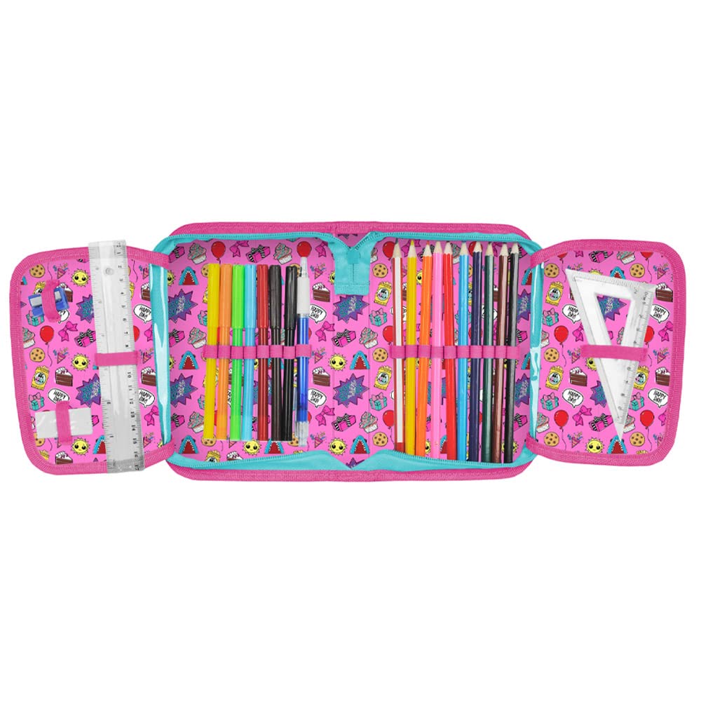 LOL Schulranzen Mädchen 1 Klasse Tornister Schulrucksack Set 3 TLG. L.O.L. für Grundschule ergonomisch und anatomisch/inkl. Federmäppchen (gefüllt) und Sportbeutel