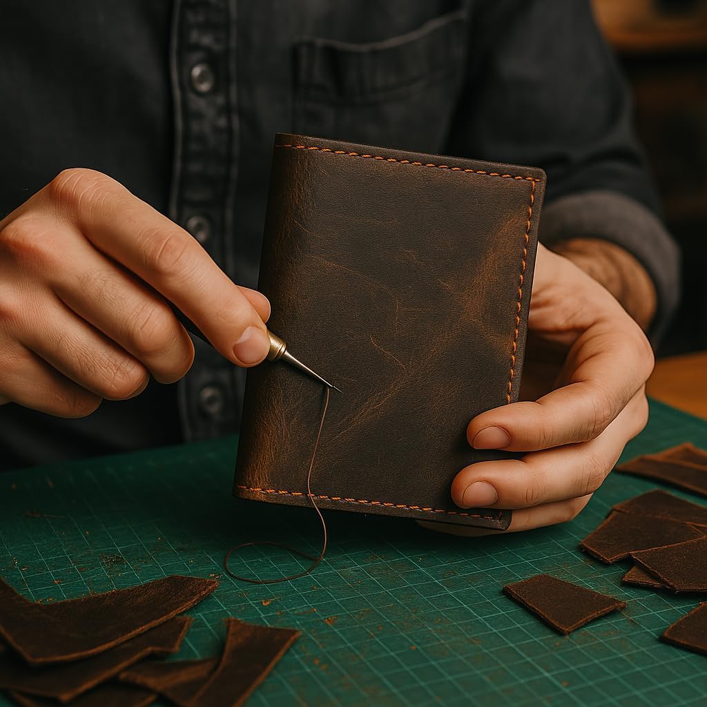 RFID Blocking Bifold Hipster Credit Card Wallet Premium Lambskin Leather (Vintage) - Image 4