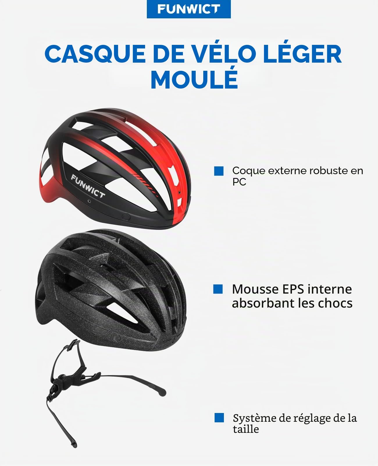 Casque Velo Homme Femme avec Visiere et Lunettes, Casque Vélo Casques VTT avec Feu Arrière à LED Rechargeable, Casque Cyclisme pour Adulte et Adolescent (L: 57-61 cm, Noir et Rouge)