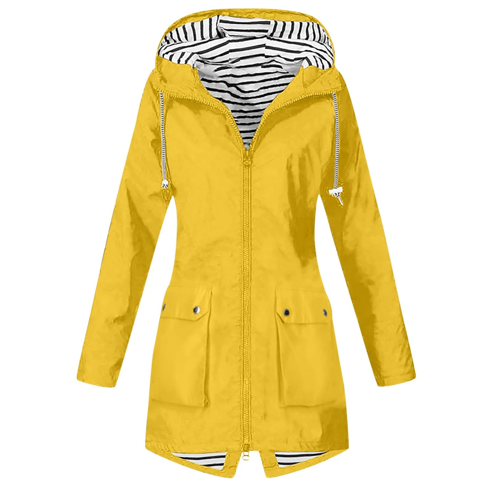Generisch Chubasquero impermeable para mujer con cremallera para mujer, chaqueta de senderismo con capucha, abrigo acolchado