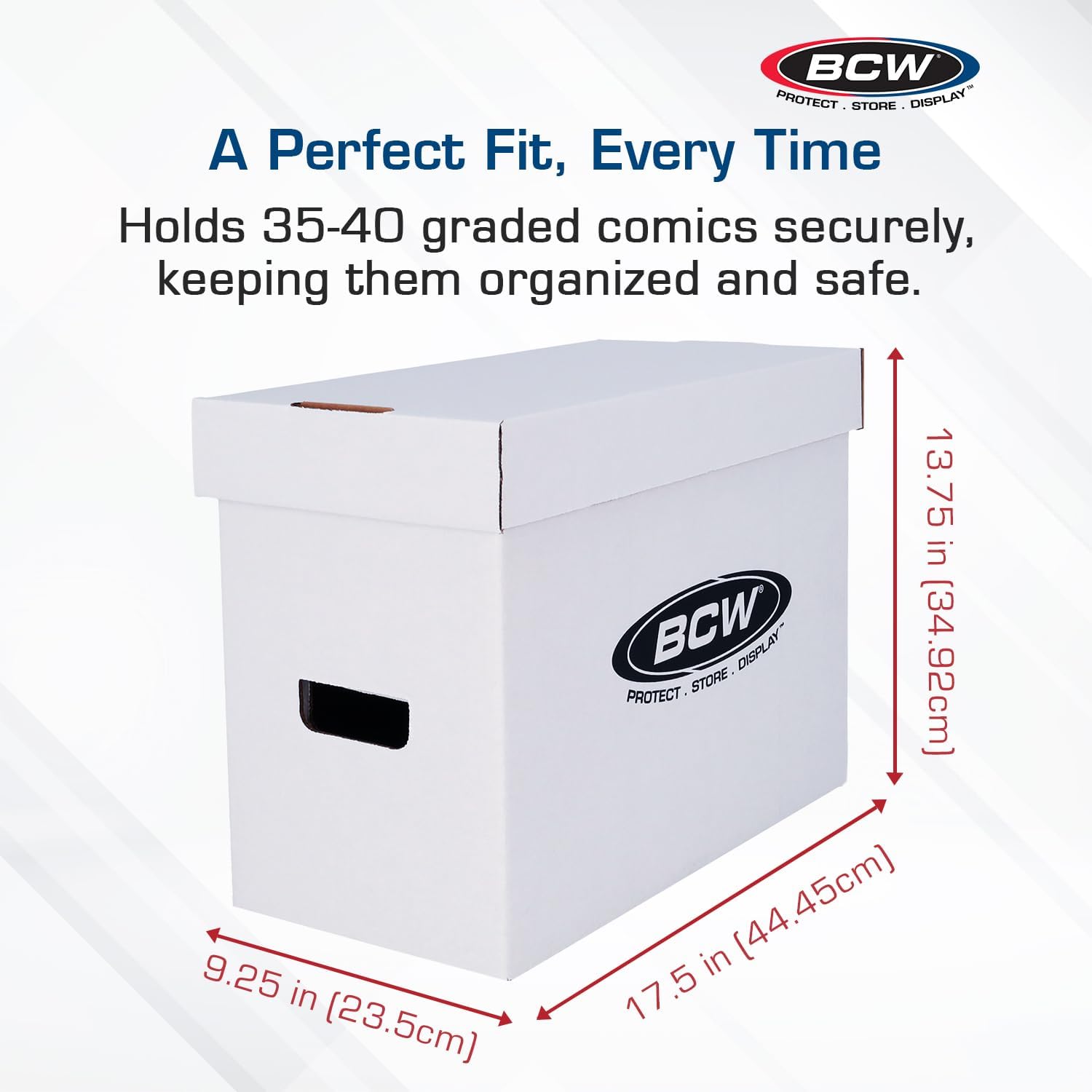 BCW Graded Comic Book Storage Box - 10 Pack | Durable White Corrugated Paper | Fits CGC Comics, Holds 35-40 Graded Comic Books | Double Thickness Handles & Reinforced Bottom