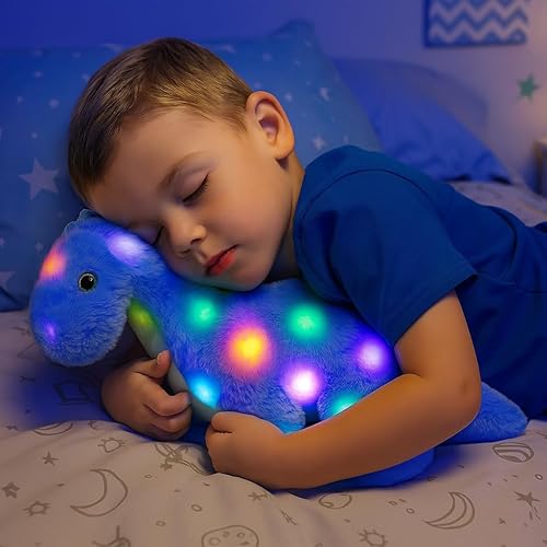 Vista 17 de Hopearl Dinosaurio de peluche LED que ilumina T-Rex con luces nocturnas que brillan en la oscuridad, festival de cumpleaños para niños pequeños