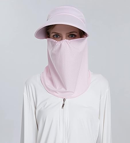Vista 22 de Women Wide Brim Face Mask Sun Hat Detachable Neck Face Flap Ponytail UV Protection Visor Hat Garden Fishing Hiking