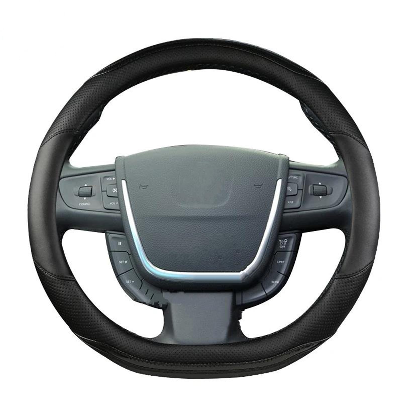 SYLTER Couvre Volant Voiture pour Peugeot 508 SW RXH Berline I II 508L Housse Volant Voiture Cuir Microfibre + Fibre Carbone Accessoires Voiture Housse De Volant(A- Black)
