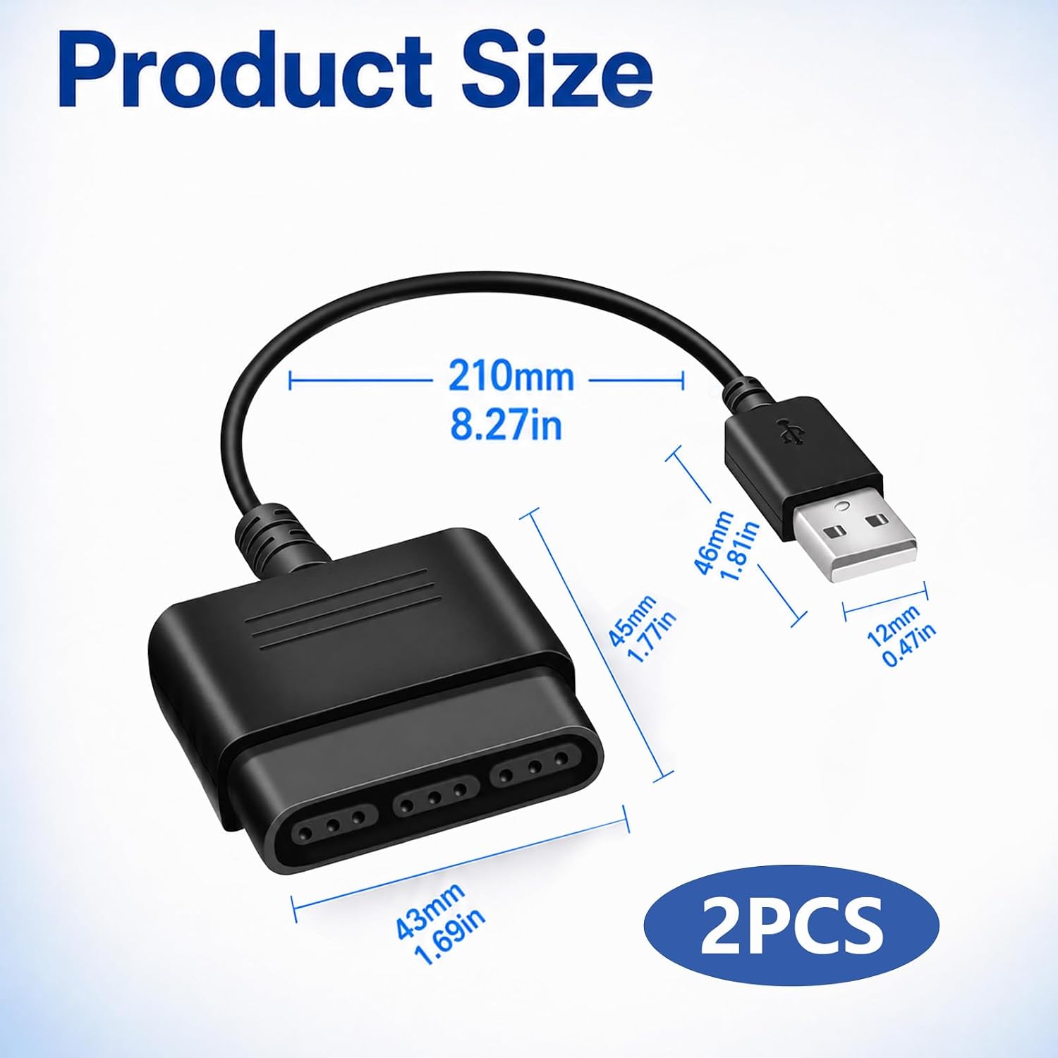 PS2 Controller to USB Adapter, PS1/PS2 Wired Controller Converter image 2