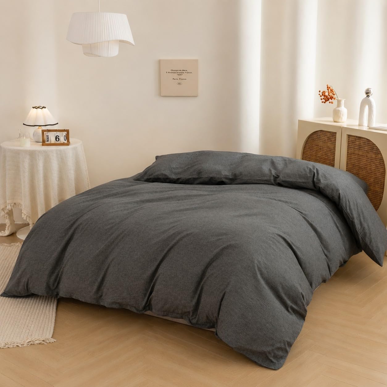 Dark Grey Duvet Cover Only Ultra Soft &amp; Breathable Comforter Cover Queen