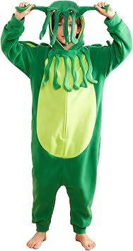 Unisex Kids Onesie Animal Costume Teens Halloween Cosplay Jumpsuit Novelty Christmas Outfit for Girls Boys Green S